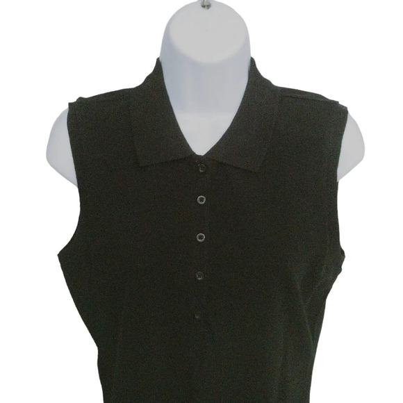 PURE by Alfred Sung Tennis/Sports Top Black Half Buttons Close S NWT - Picture 2 of 7